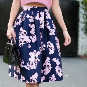 Gorgeous MIDI Skirt With Cherry Blossom Print